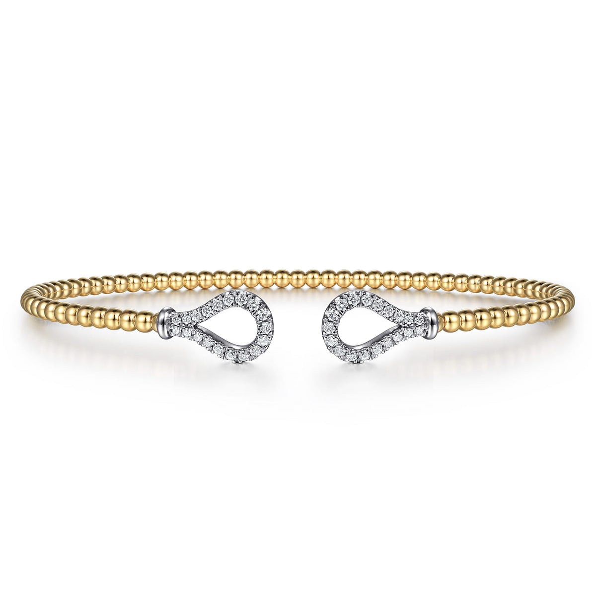 14K Yellow-White Gold Bujukan Diamond Teardrops Bangle — Gabriel & Co. BG4328-6M45JJ