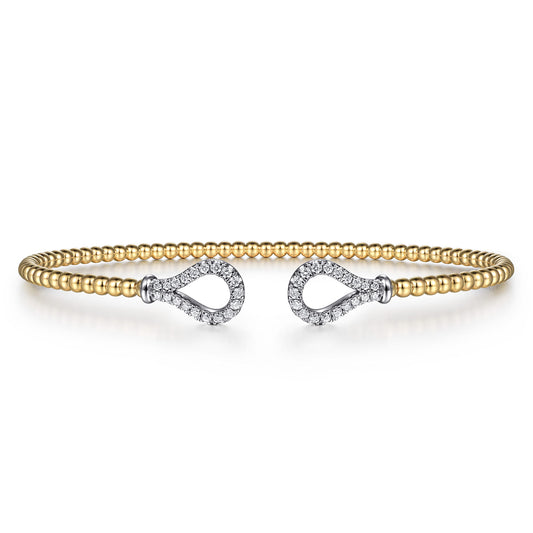 14K Yellow-White Gold Bujukan Diamond Teardrops Bangle — Gabriel & Co. BG4328-6M45JJ