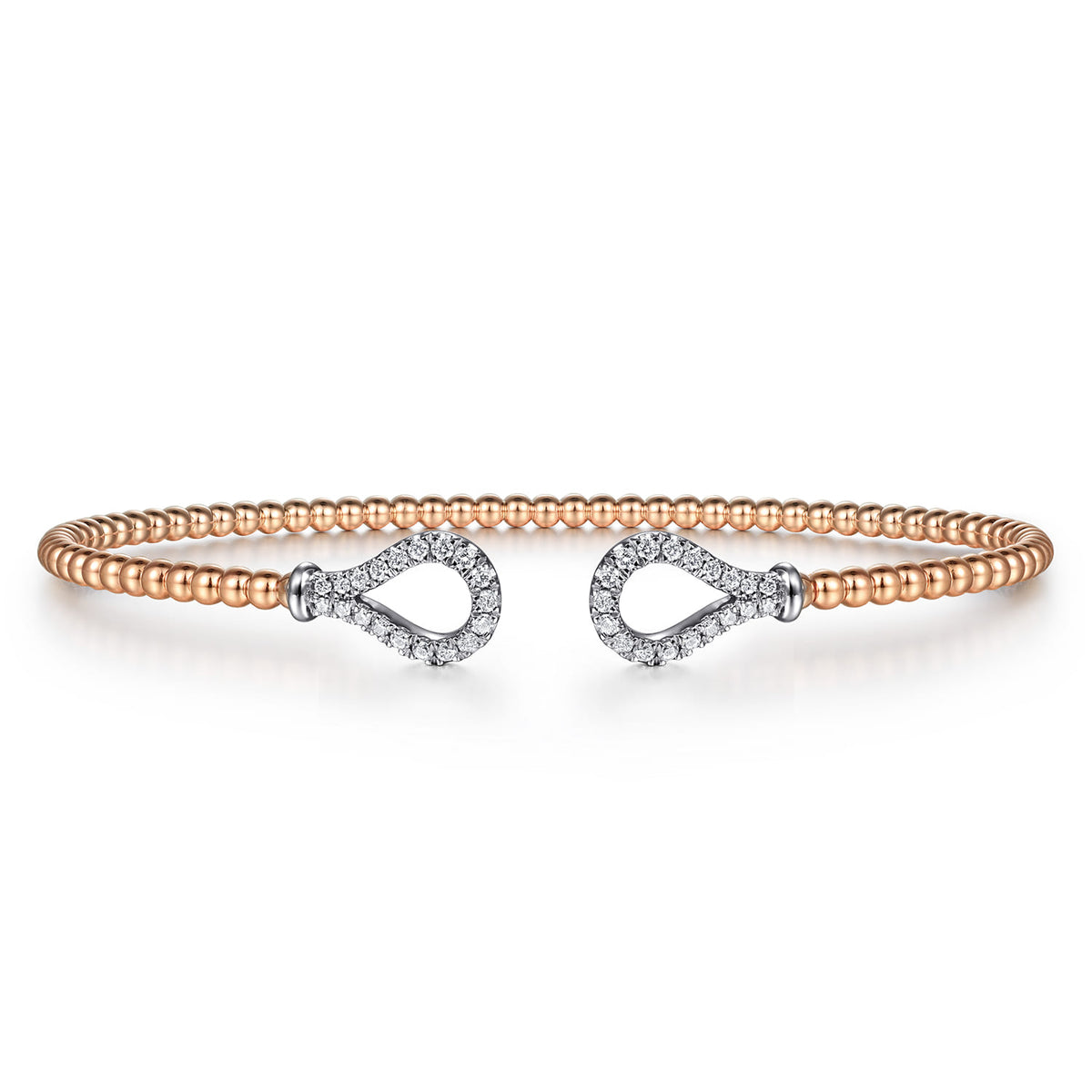 14K Rose-White Gold Bujukan Diamond Teardrops Bangle — Gabriel & Co. BG4328-6T45JJ