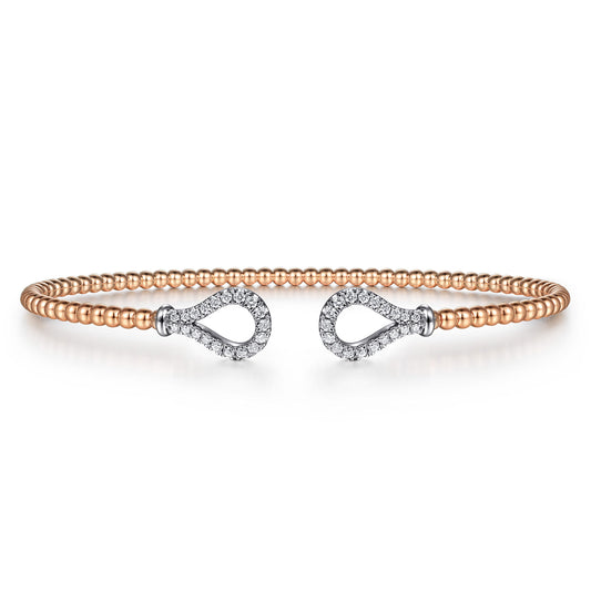 14K Rose-White Gold Bujukan Diamond Teardrops Bangle — Gabriel & Co. BG4328-6T45JJ