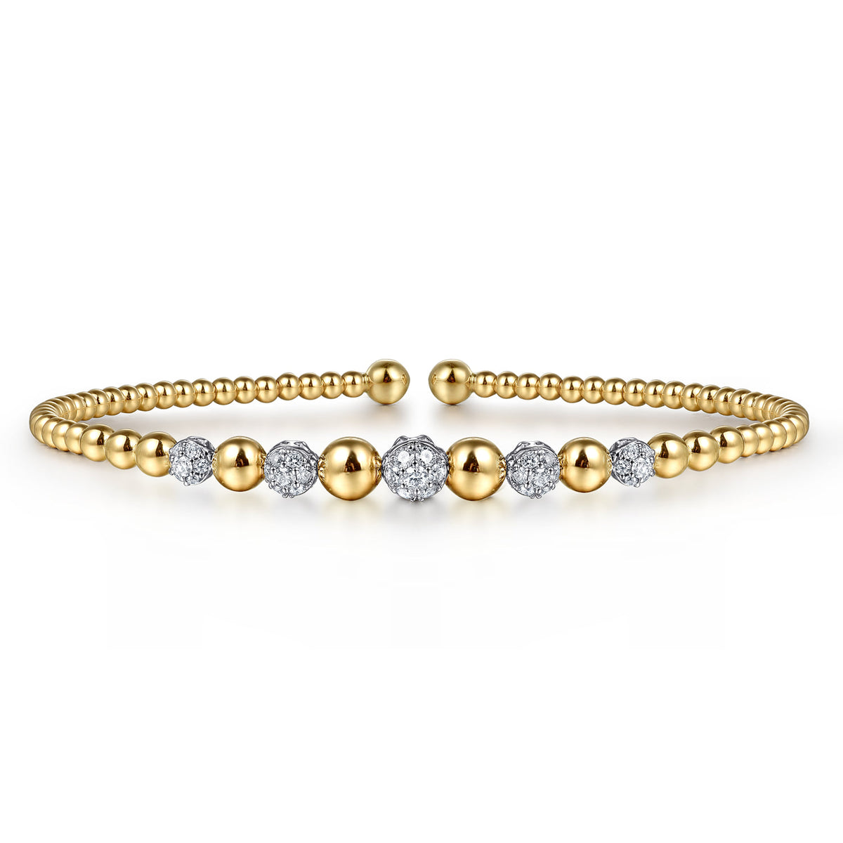 14K Yellow-White Gold Diamond Cuff Bangle Bracelet-Bujukan — Gabriel & Co. BG4362-62M45JJ