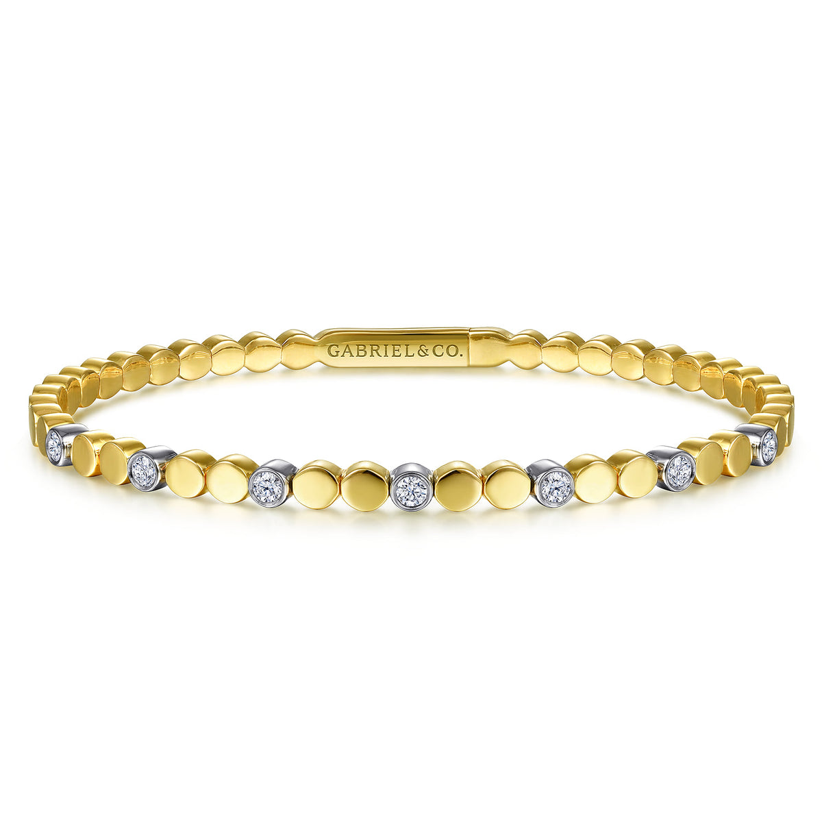 14K White-Yellow Gold Diamond Bangle — Gabriel & Co. BG4366-65M45JJ