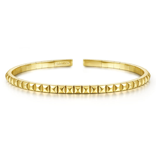 14K Yellow Gold Pyramid Cuff Bracelet — Gabriel & Co. BG4372-62Y4JJJ