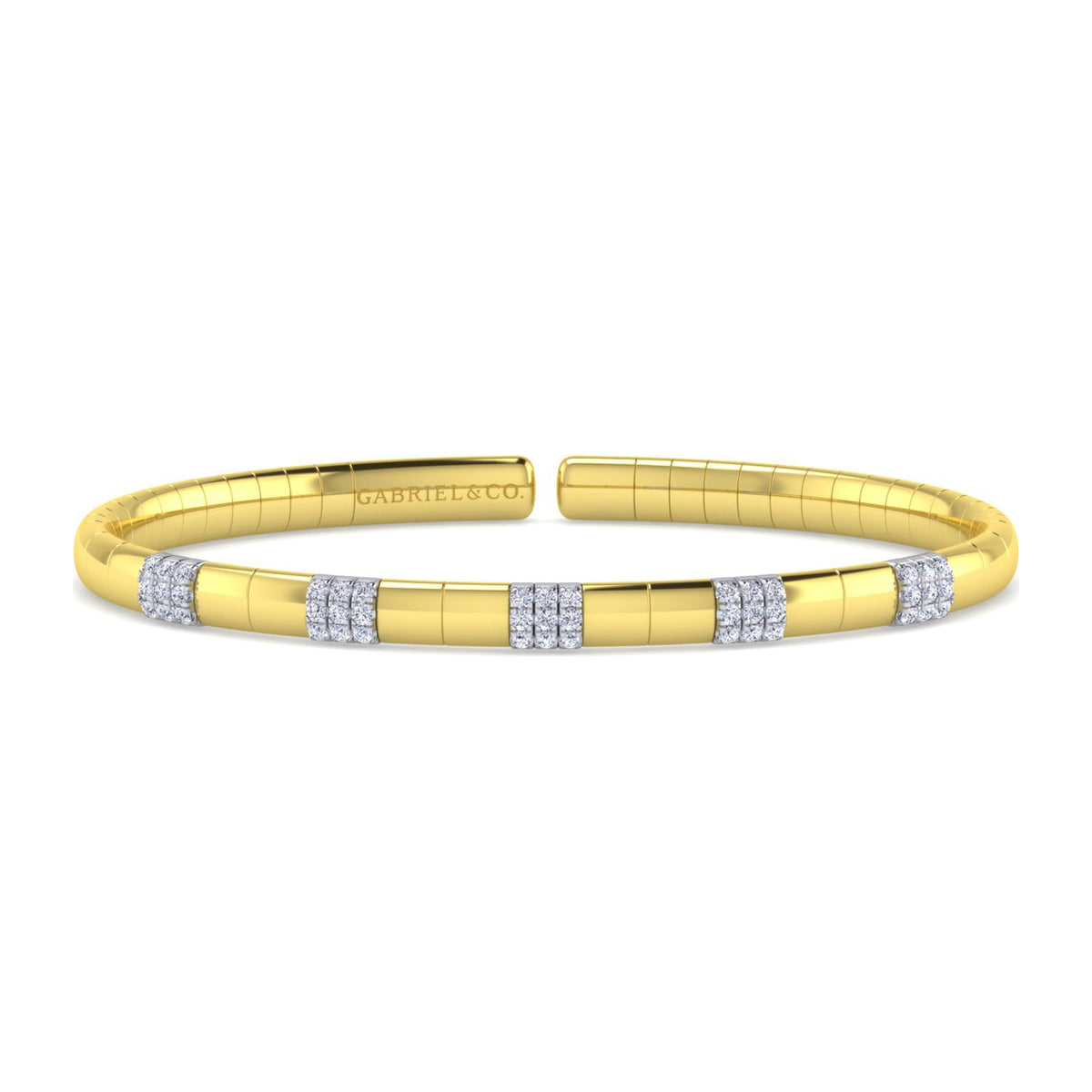 14K White and Yellow Gold Diamond Bangle — Gabriel & Co. BG4377-62M45JJ