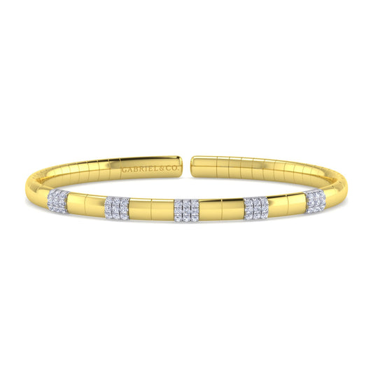 14K White and Yellow Gold Diamond Bangle — Gabriel & Co. BG4377-62M45JJ
