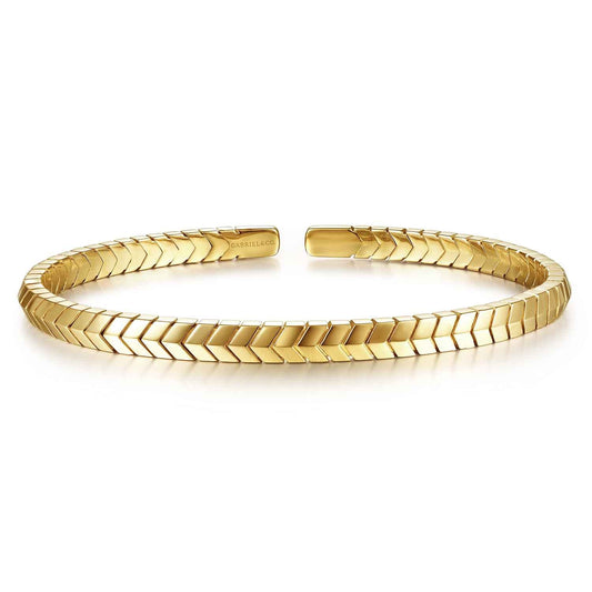 14K Yellow Gold Chevron Split Bangle — Gabriel & Co. BG4391-6Y4JJJ