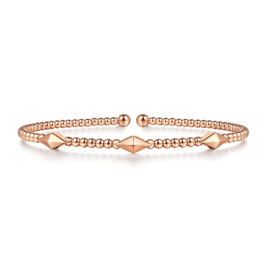 14K Rose Gold Pyramid Stations Bujukan Bangle — Gabriel & Co. BG4421-62K4JJJ