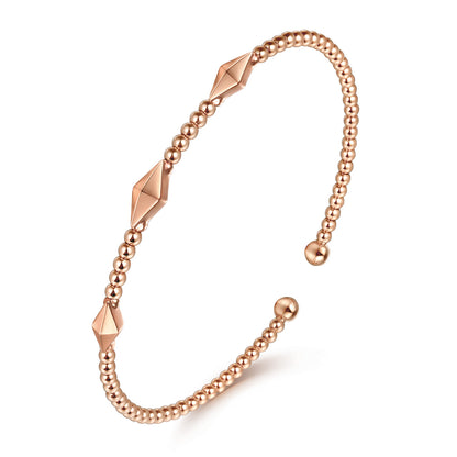14K Rose Gold Pyramid Stations Bujukan Bangle — Gabriel & Co. BG4421-62K4JJJ