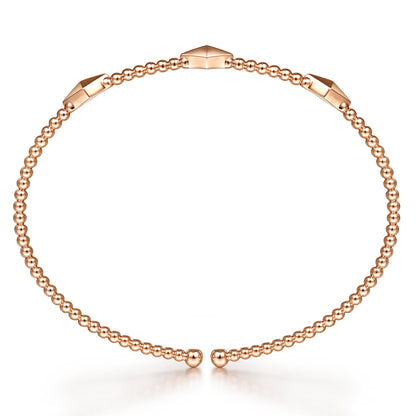 14K Rose Gold Pyramid Stations Bujukan Bangle — Gabriel & Co. BG4421-62K4JJJ