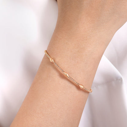 14K Rose Gold Pyramid Stations Bujukan Bangle — Gabriel & Co. BG4421-62K4JJJ