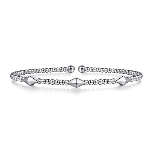 14K White Gold Bujukan Pyramid Stations Bangle — Gabriel & Co. BG4421-62W4JJJ