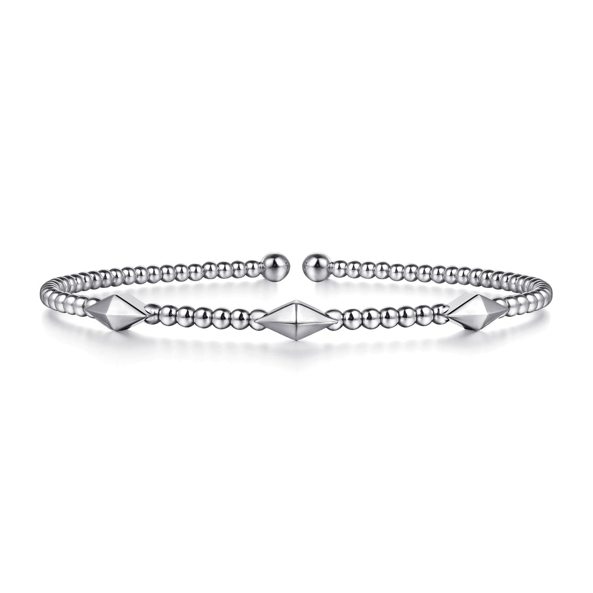 14K White Gold Bujukan Pyramid Stations Bangle — Gabriel & Co. BG4421-6W4JJJ