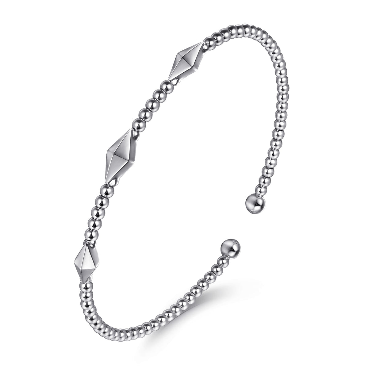 14K White Gold Bujukan Pyramid Stations Bangle — Gabriel & Co. BG4421-6W4JJJ