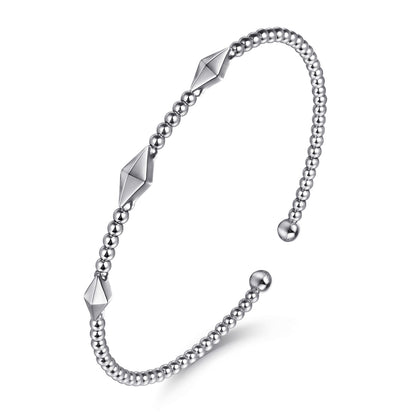14K White Gold Bujukan Pyramid Stations Bangle — Gabriel & Co. BG4421-6W4JJJ