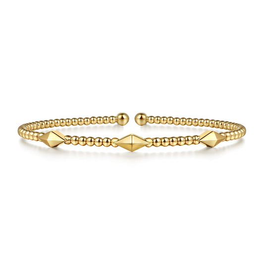 14K Yellow Gold Bujukan Pyramid Stations Bangle — Gabriel & Co. BG4421-6Y4JJJ