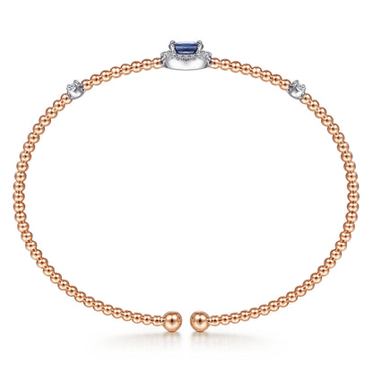 14K White-Rose Gold Bujukan Sapphire and Diamond Halo Bangle — Gabriel & Co. BG4435-6T45SA