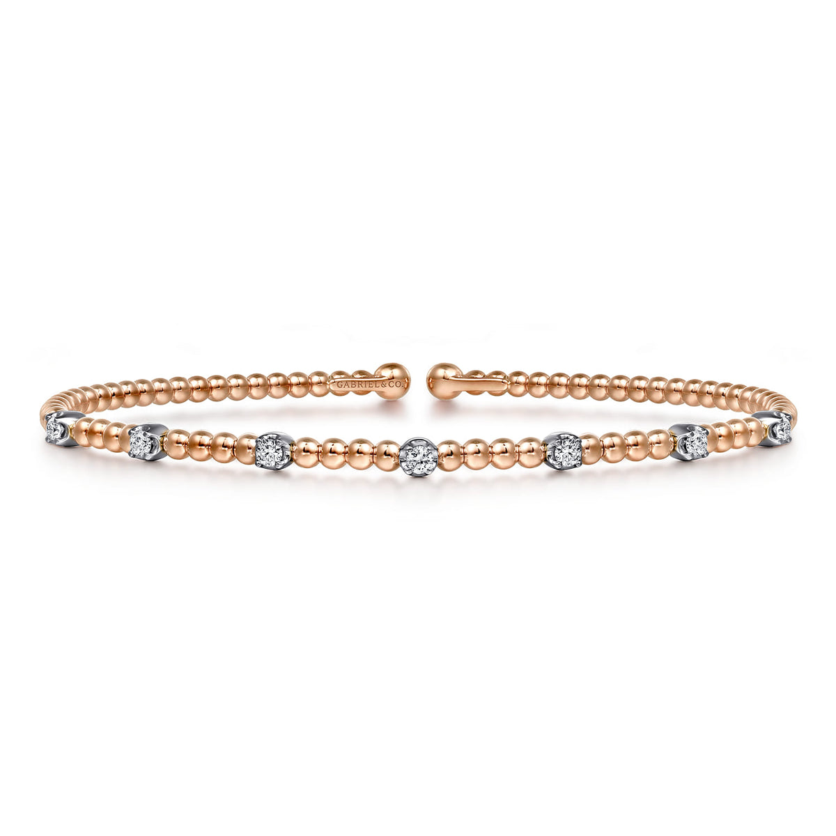 14K White-Rose Gold Bujukan Diamond Stations Bangle — Gabriel & Co. BG4436-6T45JJ