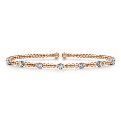 14K White-Rose Gold Bujukan Diamond Stations Bangle — Gabriel & Co. BG4436-6T45JJ