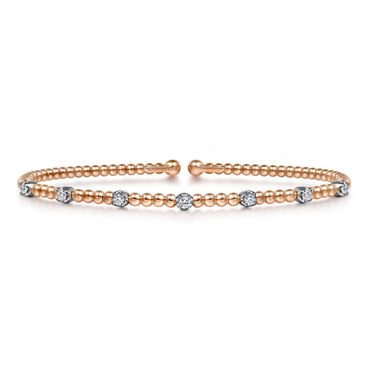 14K White-Rose Gold Bujukan Diamond Stations Bangle — Gabriel & Co. BG4436-6T45JJ