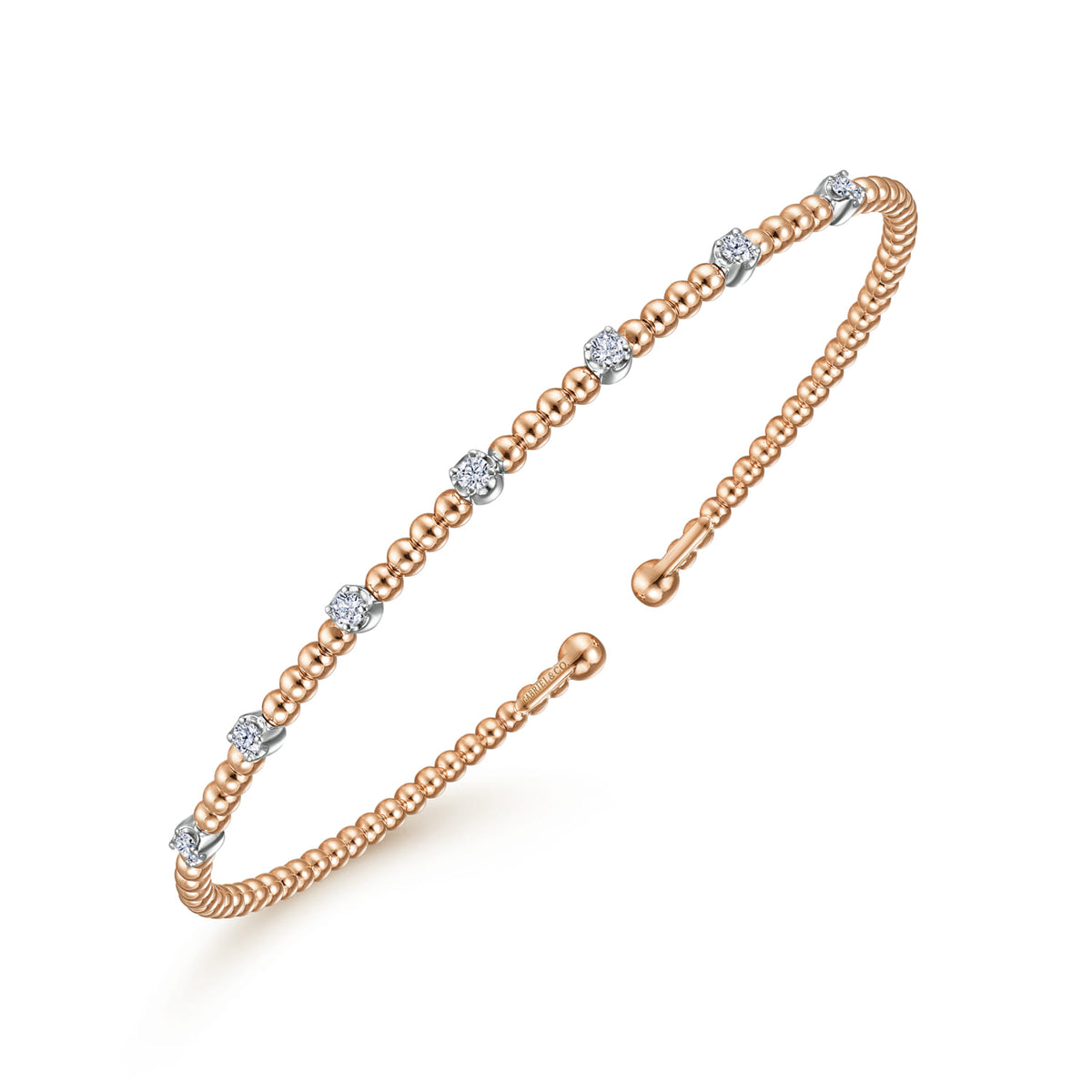 14K White-Rose Gold Bujukan Diamond Stations Bangle — Gabriel & Co. BG4436-6T45JJ