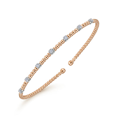 14K White-Rose Gold Bujukan Diamond Stations Bangle — Gabriel & Co. BG4436-6T45JJ