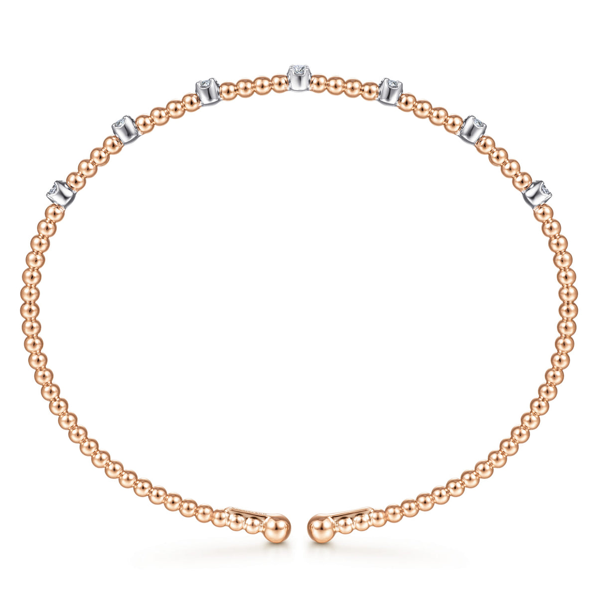 14K White-Rose Gold Bujukan Diamond Stations Bangle — Gabriel & Co. BG4436-6T45JJ