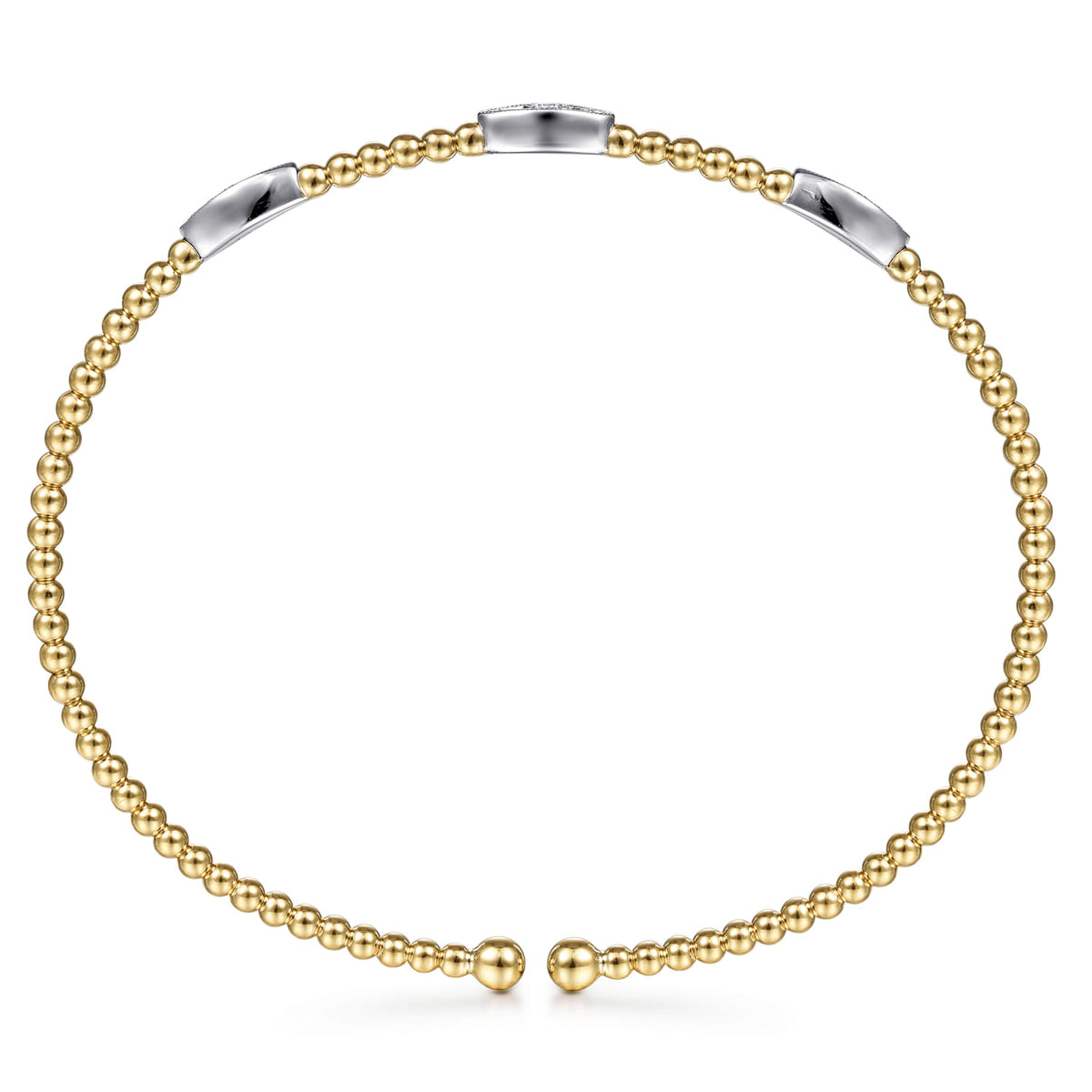 14K White & Yellow Gold Diamond Cuff Bangle Bracelet, 0.17ct-Bujukan — Gabriel & Co. BG4437-62M45JJ