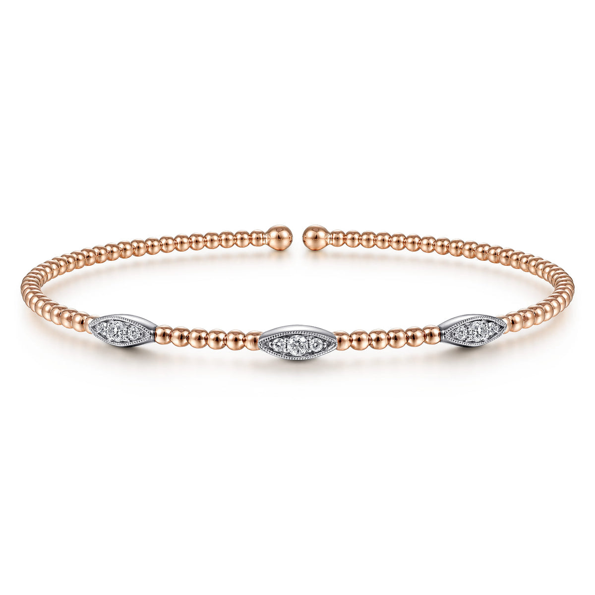 14K White and Rose Gold Diamond Bangle — Gabriel & Co. BG4437-62T45JJ