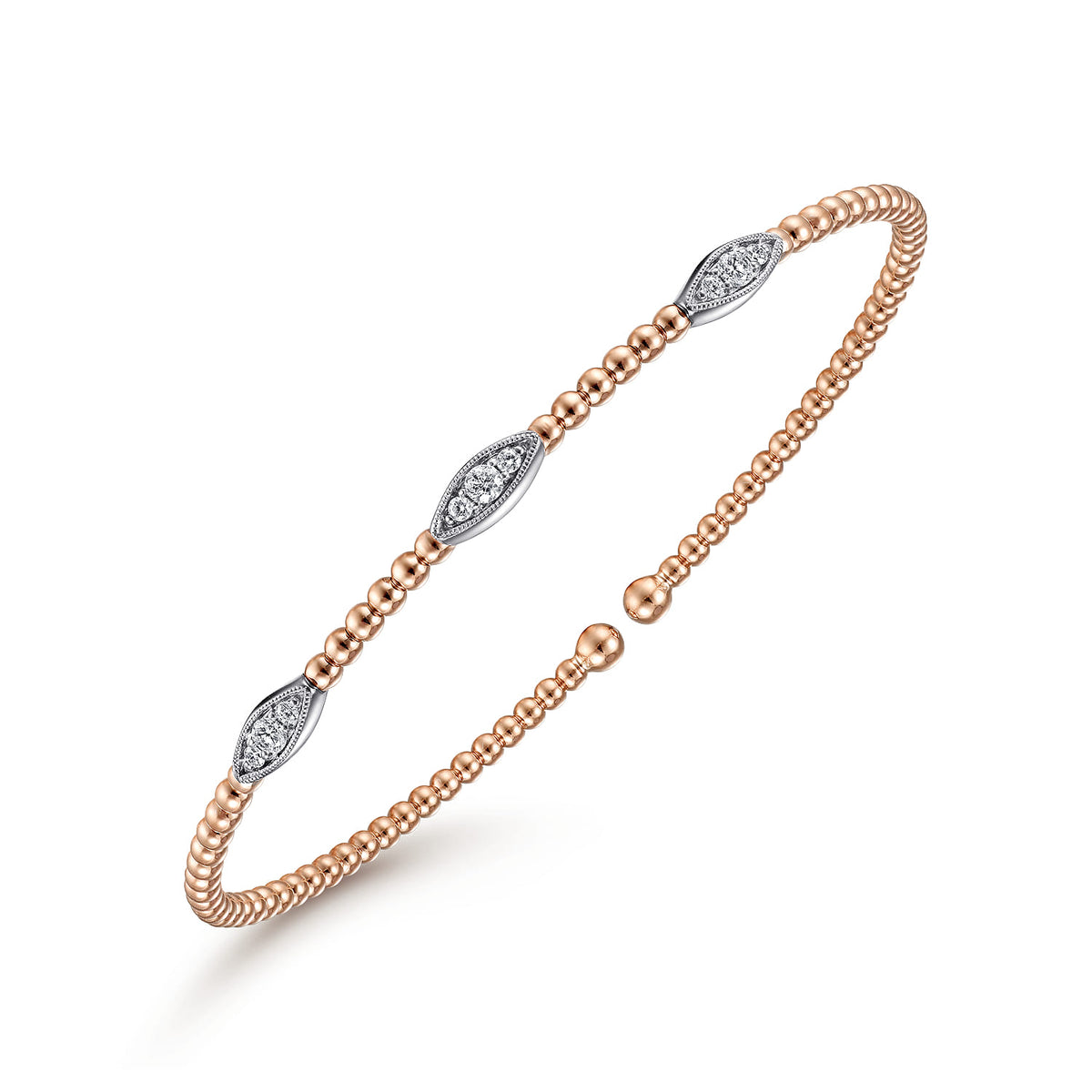 14K White and Rose Gold Diamond Bangle — Gabriel & Co. BG4437-62T45JJ