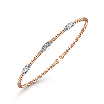 14K White-Rose Gold Bujukan Diamond Marquise Stations Bangle — Gabriel & Co. BG4437-6T45JJ