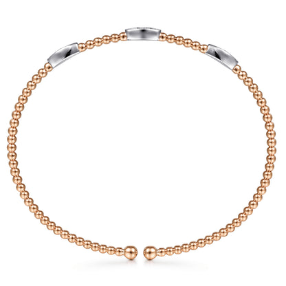 14K White-Rose Gold Bujukan Diamond Marquise Stations Bangle — Gabriel & Co. BG4437-6T45JJ