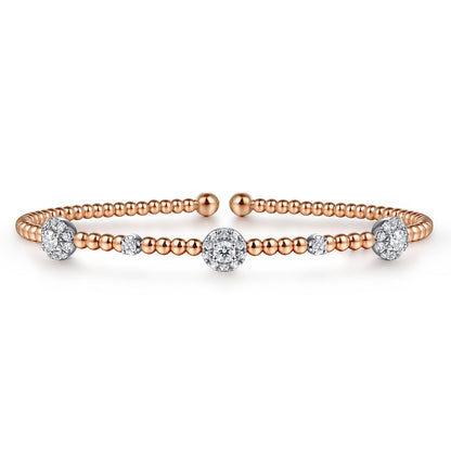 14K White-Rose Gold Bujukan Diamond Cluster Stations Bangle — Gabriel & Co. BG4440-6T45JJ