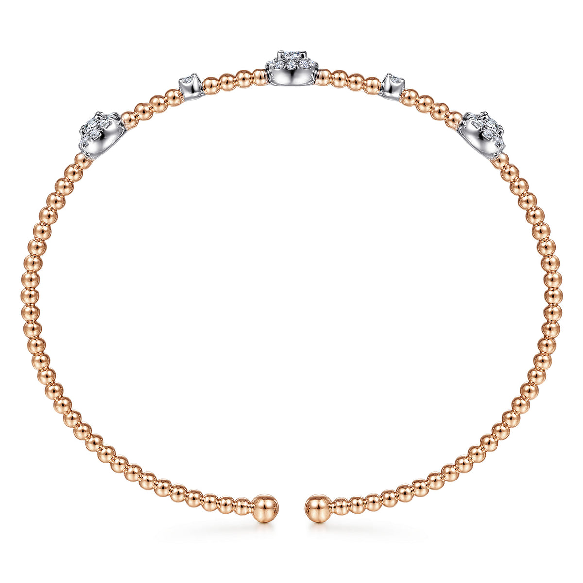 14K White-Rose Gold Bujukan Diamond Cluster Stations Bangle — Gabriel & Co. BG4440-6T45JJ