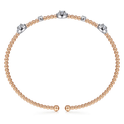 14K White-Rose Gold Bujukan Diamond Cluster Stations Bangle — Gabriel & Co. BG4440-6T45JJ