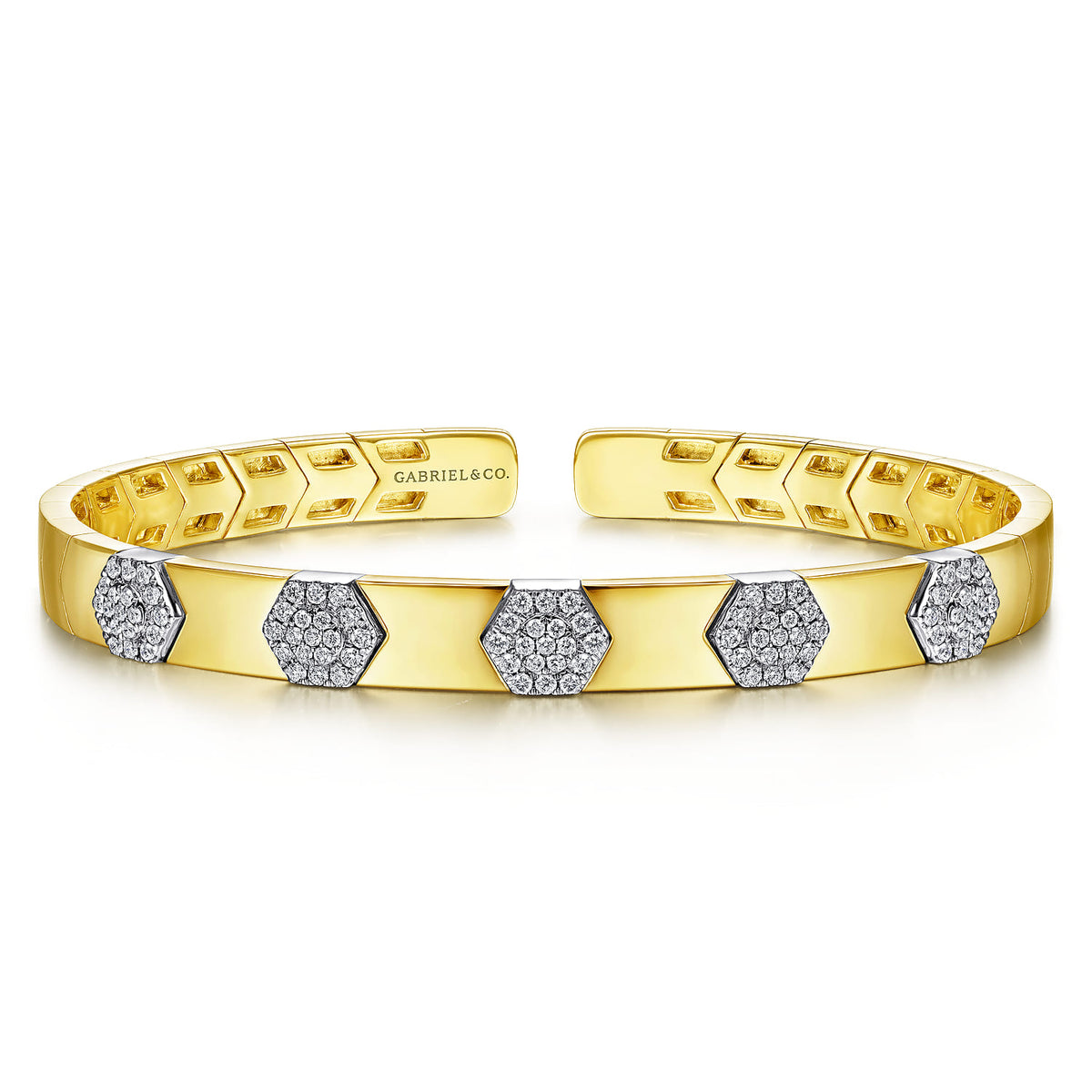 14K White-Yellow Gold Diamond Bangle — Gabriel & Co. BG4446-65M45JJ