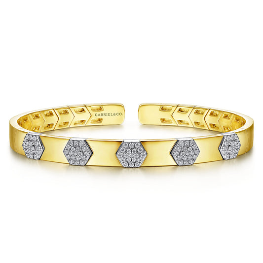 14K White-Yellow Gold Diamond Bangle — Gabriel & Co. BG4446-65M45JJ
