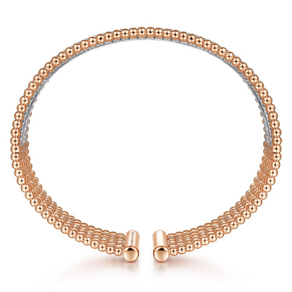 14K White-Rose Gold Bujukan Bead Cuff Bracelet with Diamond Channels — Gabriel & Co. BG4450-62T45JJ