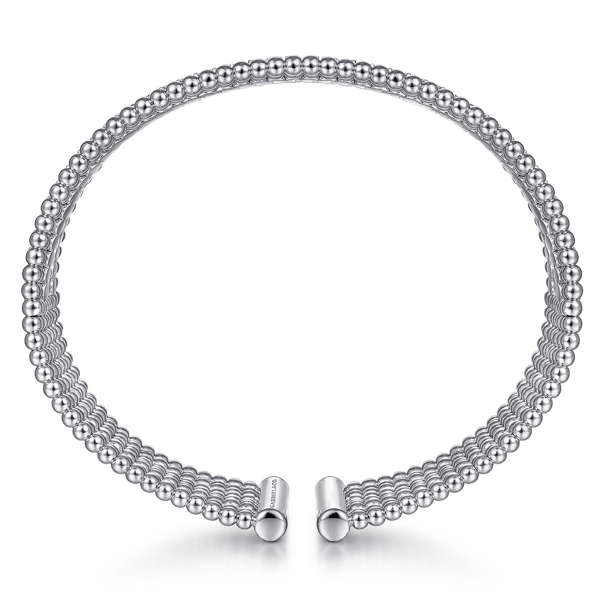 14K White Gold Bujukan Bead Cuff Bracelet with Diamond Channels — Gabriel & Co. BG4450-62W45JJ