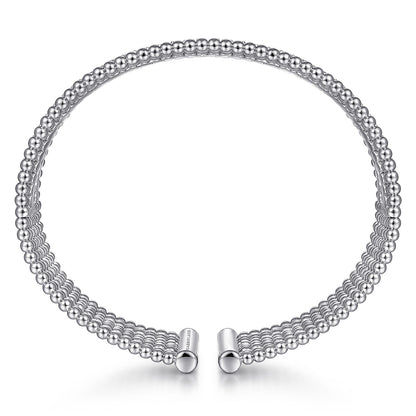 14K White Gold Bujukan Bead Cuff Bracelet with Diamond Channels — Gabriel & Co. BG4450-62W45JJ