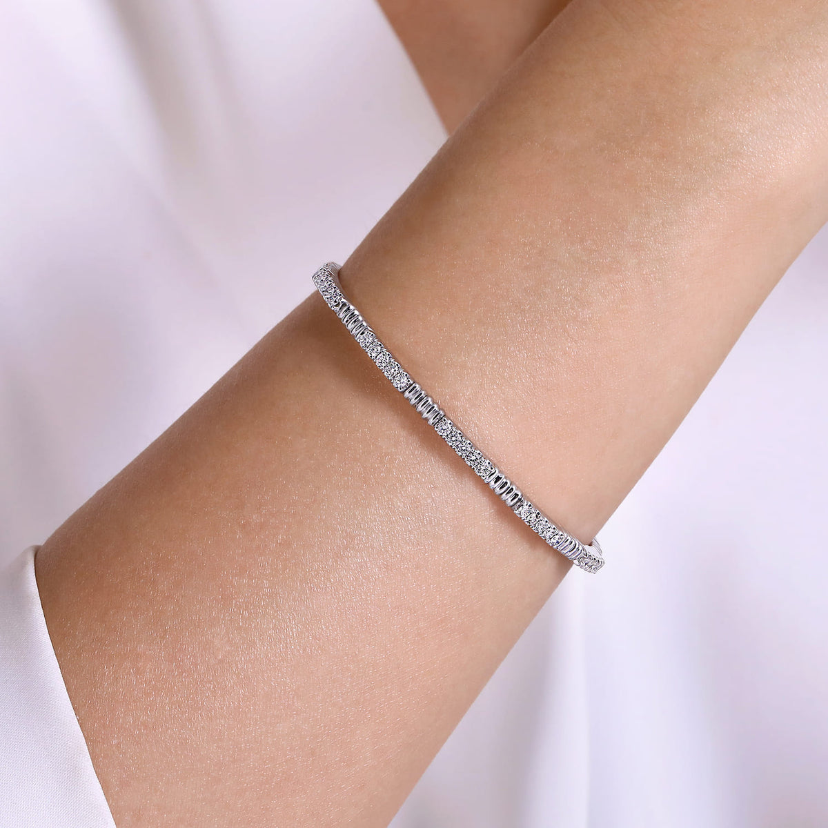 14K White Gold Diamond Bangle — Gabriel & Co. BG4466-65W45JJ