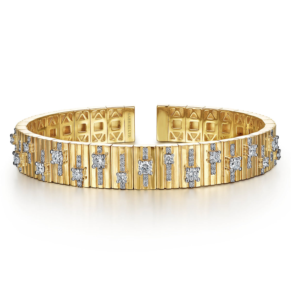 18K Yellow Gold Contemporary Diamond Station Bangle — Gabriel & Co. BG4470-65Y84JJ