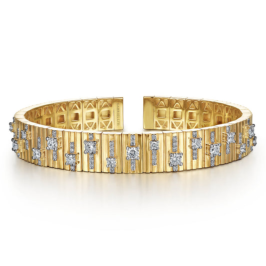 18K Yellow Gold Contemporary Diamond Station Bangle — Gabriel & Co. BG4470-65Y84JJ