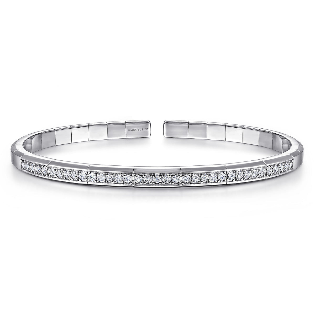 14K White Gold Cuff Bracelet with Diamond Inner Channel — Gabriel & Co. BG4524-65W45JJ