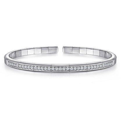14K White Gold Cuff Bracelet with Diamond Inner Channel — Gabriel & Co. BG4524-65W45JJ