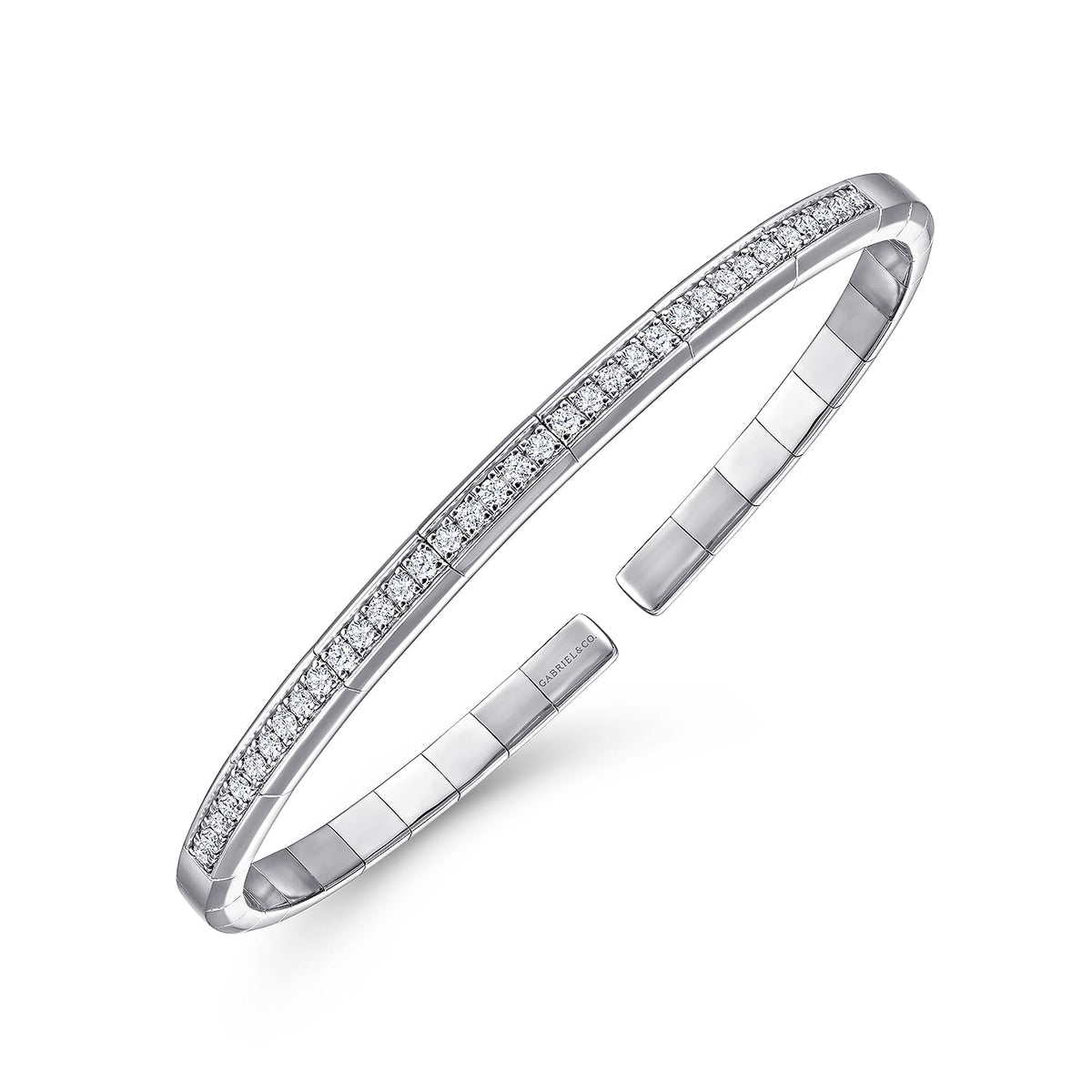 14K White Gold Cuff Bracelet with Diamond Inner Channel — Gabriel & Co. BG4524-65W45JJ