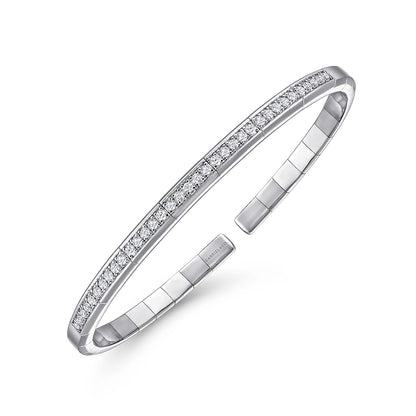 14K White Gold Cuff Bracelet with Diamond Inner Channel — Gabriel & Co. BG4524-65W45JJ