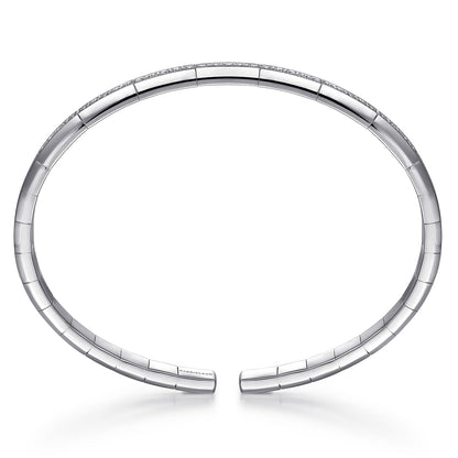 14K White Gold Cuff Bracelet with Diamond Inner Channel — Gabriel & Co. BG4524-65W45JJ