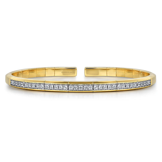 14K Yellow Gold Cuff Bracelet with Diamond Inner Channel — Gabriel & Co. BG4524-65Y45JJ