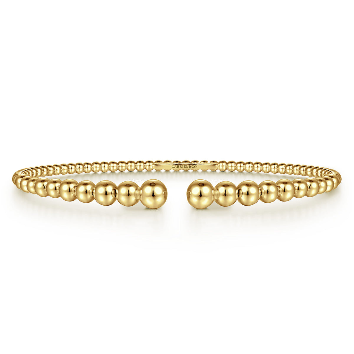 Beaded Open Bangle Bracelet 14K Yellow Gold Bujukan — Gabriel & Co. BG4585-62Y4JJJ