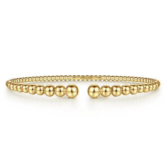 Beaded Open Bangle Bracelet 14K Yellow Gold Bujukan — Gabriel & Co. BG4585-62Y4JJJ